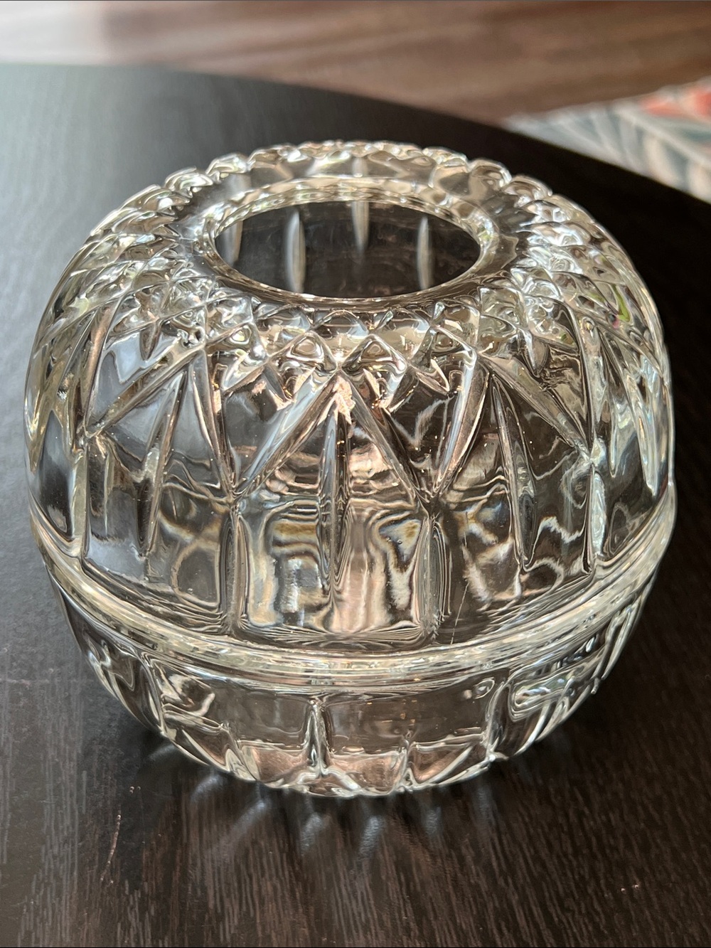 Vintage Homco Made in USA Clear Glass Fairy Lamp Candle Holder Diamond Pattern